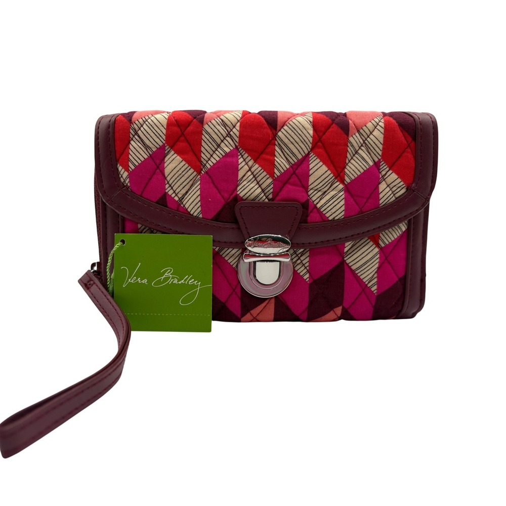 Vera Bradley Wristlet Wallet Womens OS Pink New Geometric Quilted All In One